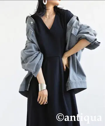 안티카 티셔츠 원단 허리 턱 원피스
