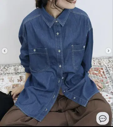 [ 새상품 ] 사만사 모스모스 블루 데님 오버 셔츠