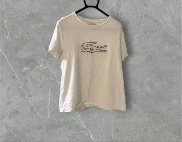 LACOSTE 자수 로고 화이트 T셔츠 L