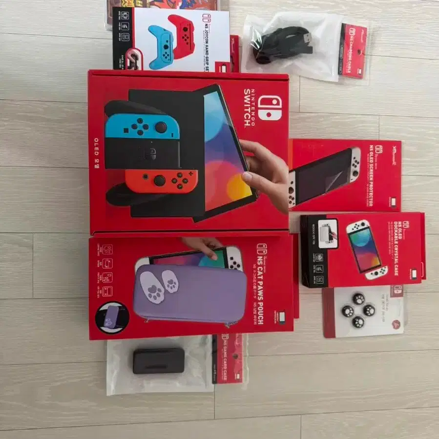 미개봉)닌텐도 스위치 OLED 네온+포켓몬스터 스칼렛+주변기기세트