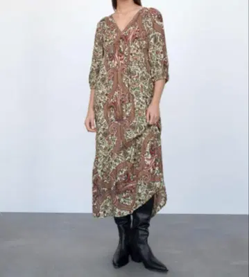 [ 새상품 ] ZARA 프린트 패턴 오버 사이즈 원피스 S
