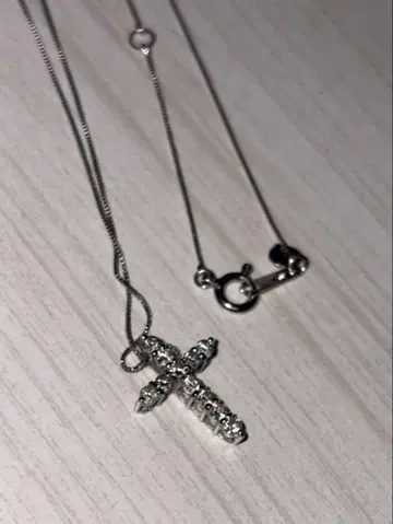 크로스 다이아몬드 목걸이 K10WG