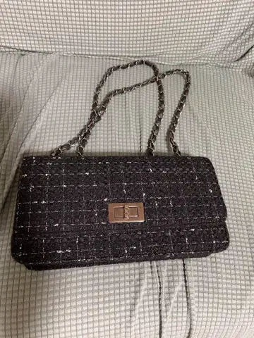 미사용에 가까운 새상품급 트위드 블랙 2WAY 핸드백 숄더백