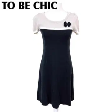 [ 새상품급 ] TO BE CHIC 반팔 원피스 도킹 40 리본 코사지