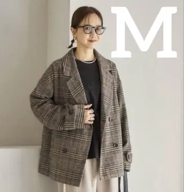 다나카 리나 시마무라 글렌체크 테일러드 자켓 브라운 mysa