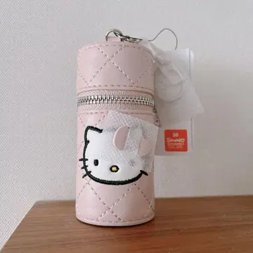 헬로키티 퀼팅 립 파우치 키 참 로리즈팜 핑크
