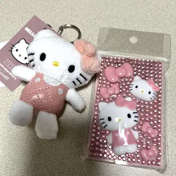 로리즈팜 키티 핑크 퀼트 토이 키링 거울 산리오
