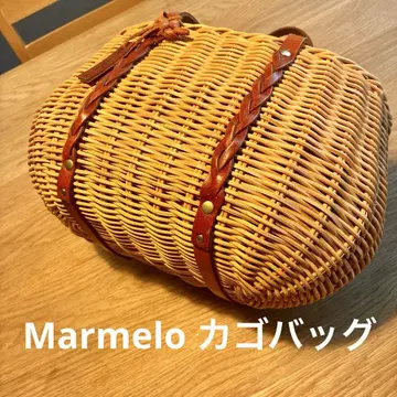 마르멜로 marmelo 카고백 체리 패턴 브라운 천연 가죽