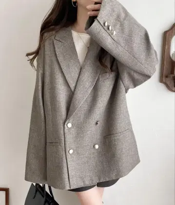사이드 슬릿 오버 사이즈 더블 자켓