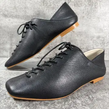 미사용급 REMME 레메 가죽 레이스업 슈즈 블랙 23.5cm