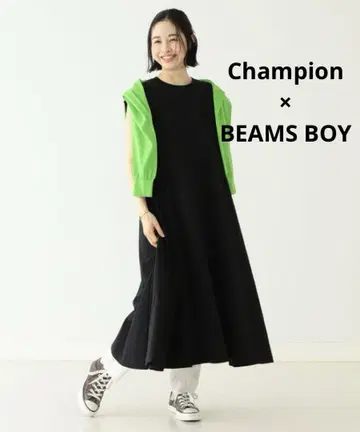 Champion x BEAMS BOY 별주 A라인 슬리브리스 드레스