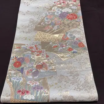 C742 순수 실크 육통 후쿠로 오비 원앙 당금직 새상품급 기모노
