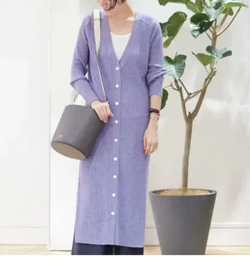 투모로우랜드 울 스티치 리브 롱 가디건