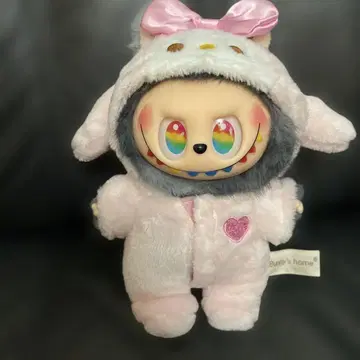 러브부 옷 갈아입기 인형옷 토끼 후드 부착 봉제 인형 핑크 하트 리본