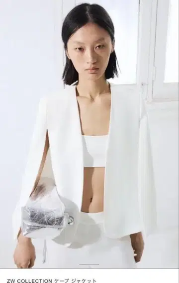 ZARA ZW COLLECTION 노카라 자켓 화이트