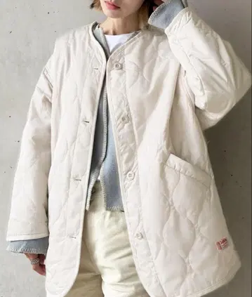 노카라 오버 사이즈 퀼팅 코트