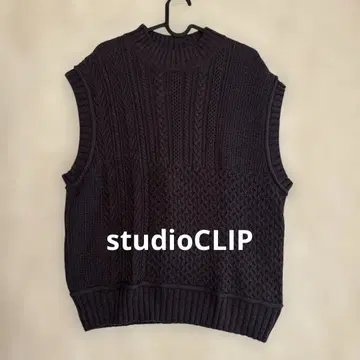 studioCLIP 케이블 짜임 슬리브리스 니트 [ L ]