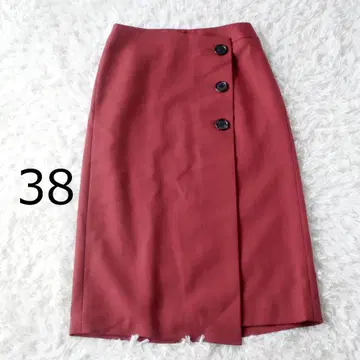 베르메이유 페예나 드라이 울 3 버튼 세미 타이트 스커트 레드 38