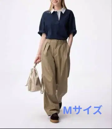 GU 치노 배럴 레그 턱 팬츠 M 베이지