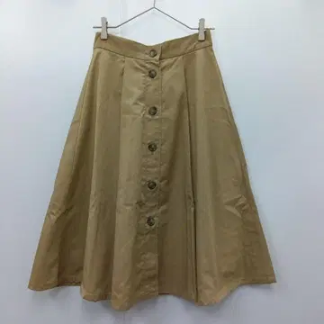 4 [ 로즈버드 ] 플레어 스커트 프론트 버튼 베이지 트렌치 롱
