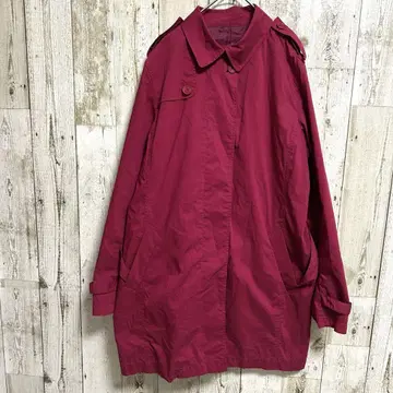 라코스테 LACOSTE 트렌치코트 핑크 보르도 롱 코트 출퇴근