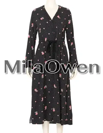 Mila Owen 블랙 도트 플라워 원피스