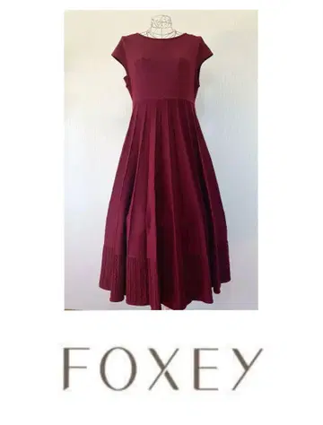 FOXEY 폭시 43965 니트 플리츠 원피스 버건디 40