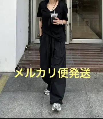 옥순 dayhalfsleeve 티셔츠 & day 나일론 와이드 팬츠