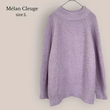 멜랑클루주 Melan Cleuge 크루넥 니트 두꺼운 원단 퍼플 MUJI
