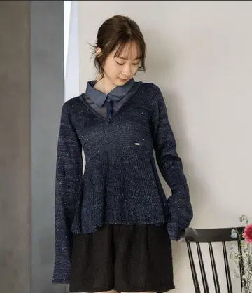 mideal peplum sequins knit 페플럼 스팽글 니트