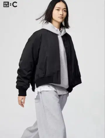 UNIQLO C 보머 자켓 블랙 MA-1 플라이트 자켓