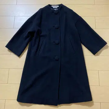 Dot and Stripes 블랙 롱 코쿤 코트