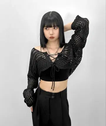 LVEU. 러브유 크롭 메쉬 니트 가디건