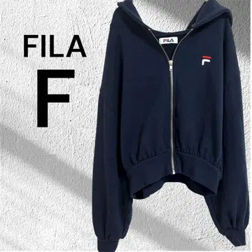 휠라 후드티 상의 긴팔 숏 후드 부착 풀 집업 로고 면 네이비