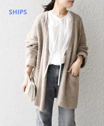 새상품급 SHIPS 가디건 가운 롱 가디건 베이지 니트 상의