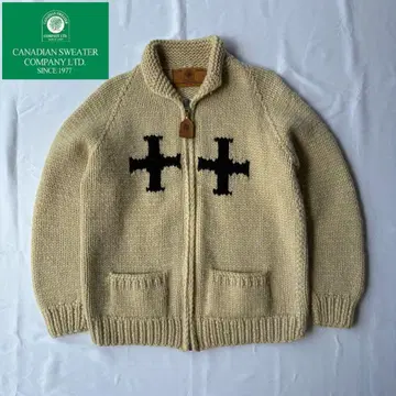 레어 CANADIAN SWEATER 카우친 스웨터 크로스 핸드니트