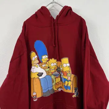 USA 구제 의류 the simpsons 심슨 후드티 크림슨