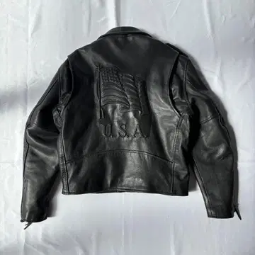 80s 빈티지 FIRST 엠보싱 로고 더블 라이더 자켓