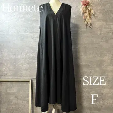 Honnete 서지 슬리브리스 V 와이드 드레스 V넥 원피스 그레이