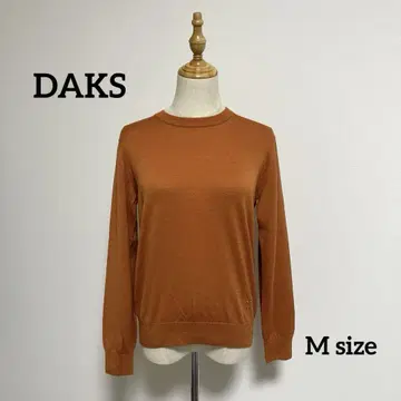 [새상품급] DAKS 긴팔 니트 울 스웨터 [M] 오렌지 무지 일본제