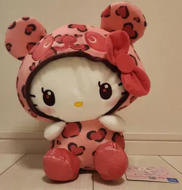 헬로키티 Kitty 산리오 팬더 핑크 봉제 인형 하트 레오파드 무늬