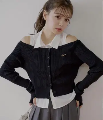 chico 셔츠 레이어드 2way 가디건 블랙