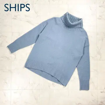 SHIPS 울 캐시미어 터틀넥 니트 라이트 블루 사이즈 F*FD108