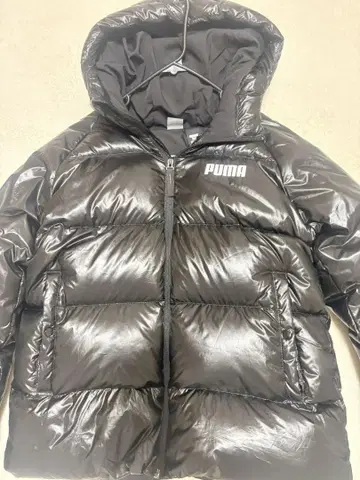 PUMA 후드 부착 다운 자켓 L 블랙