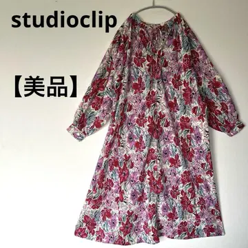 studioclip 꽃무늬 올 패턴 긴팔 롱 원피스 빅 사이즈 A라인