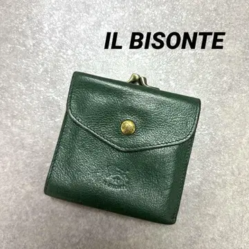 IL BISONTE 일비종떼 3단 폴더형 지갑 가마구치 천연 가죽 그린