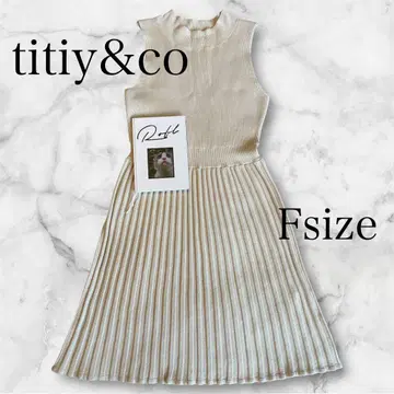 tity&co [ 새상품급 ] 슬리브리스 니트 원피스 플레어 아이보리 F