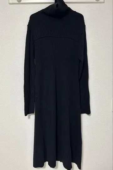 MOUSSY 마우지 니트 원피스 롱 블랙 터틀넥
