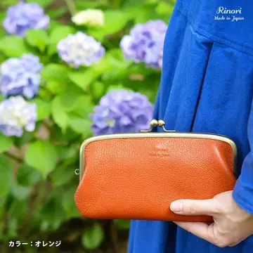 [ 새상품/미사용 ] Rinori 오렌지 가마구치 지갑 천연 가죽 장지갑