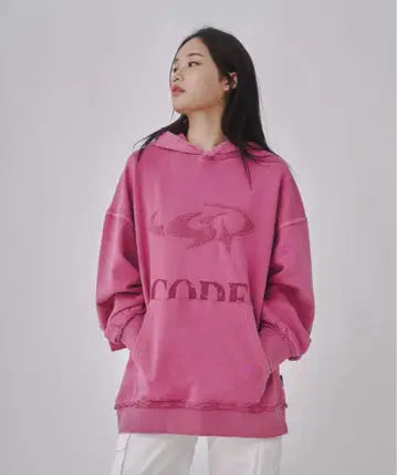 codegraphy 피그먼트 빈티지 후드티 핑크